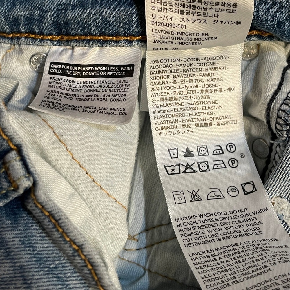 Levis 512 Slim Taper Jeans Mens 28x30 Light Wash Blue Denim Pants Stretch - Picture 6 of 6